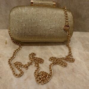 Badgley Mischka Gold Crystal Clutch (with optional shoulder chain)
